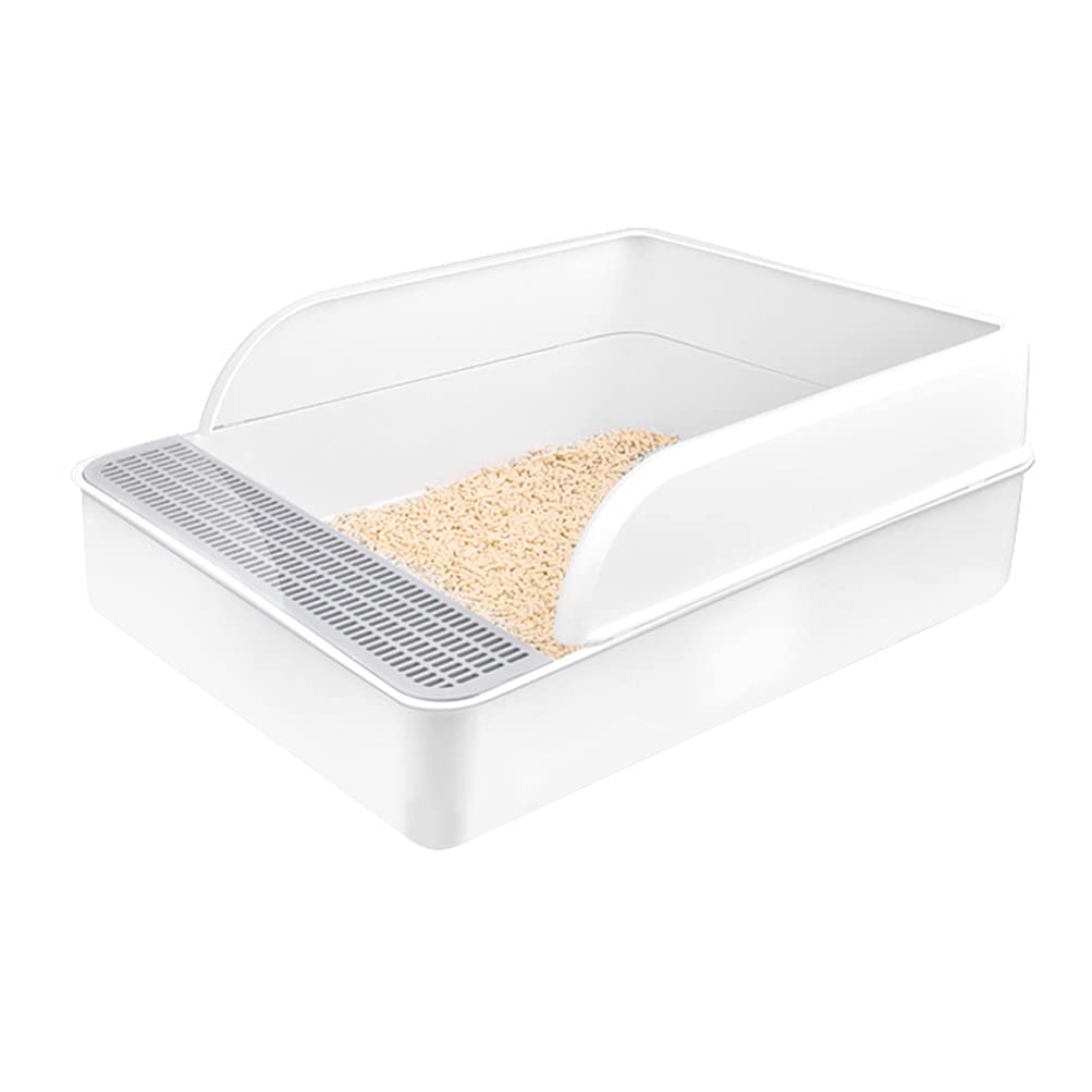 Plastic Half Covered Cat Litter Box with Frame and Litter Spatula A4929