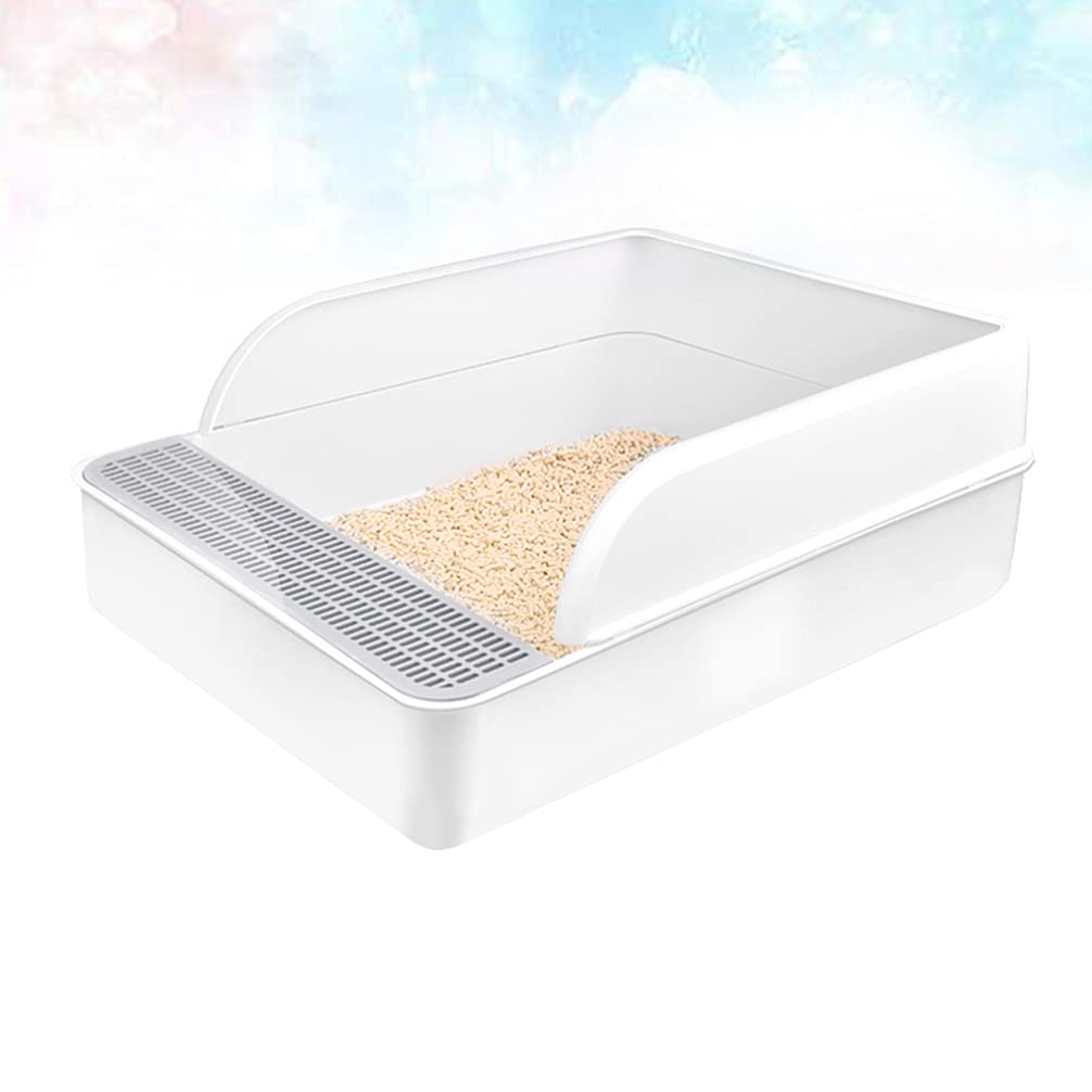 Plastic Half Covered Cat Litter Box with Frame and Litter Spatula A4929
