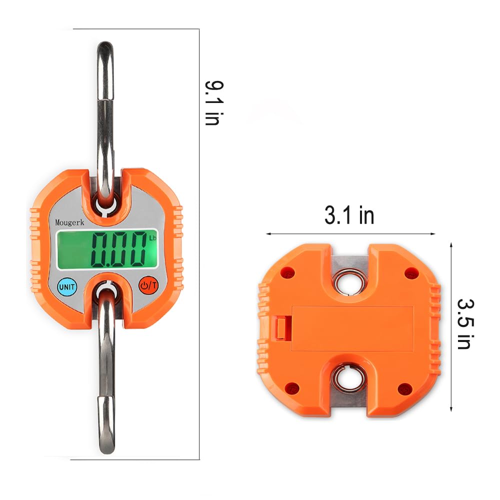 Digital Hanging Scale 300 lb 150 kg Portable Heavy Duty Orange Y550