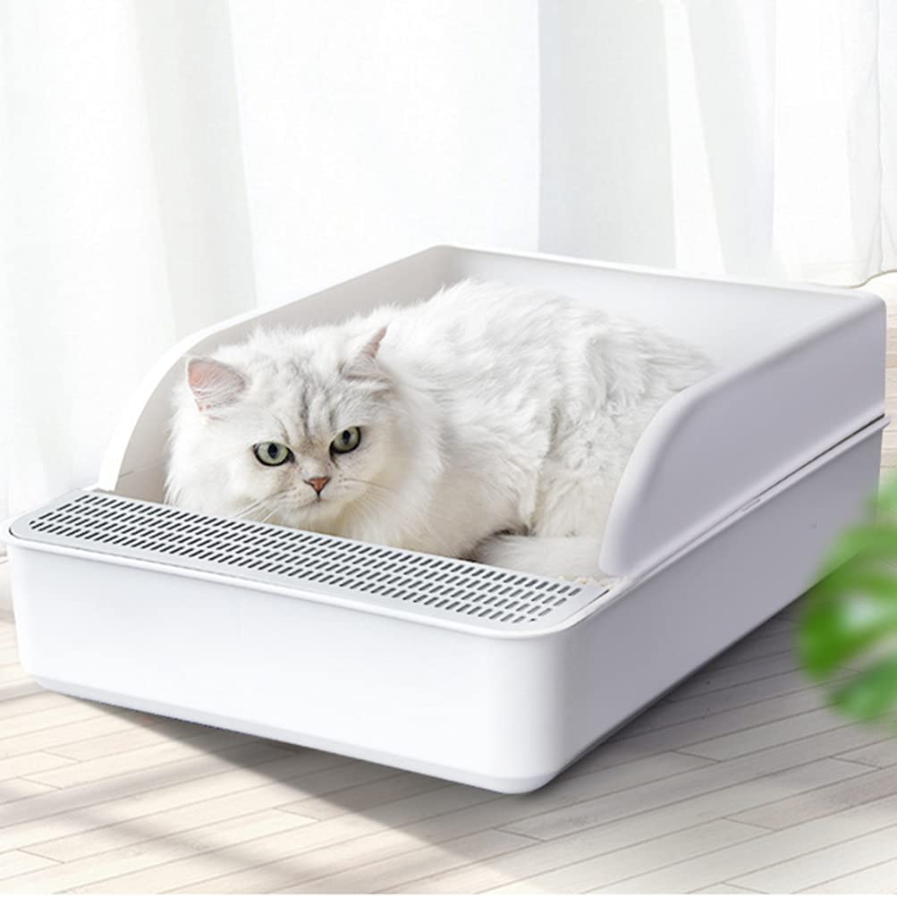 Plastic Half Covered Cat Litter Box with Frame and Litter Spatula A4929