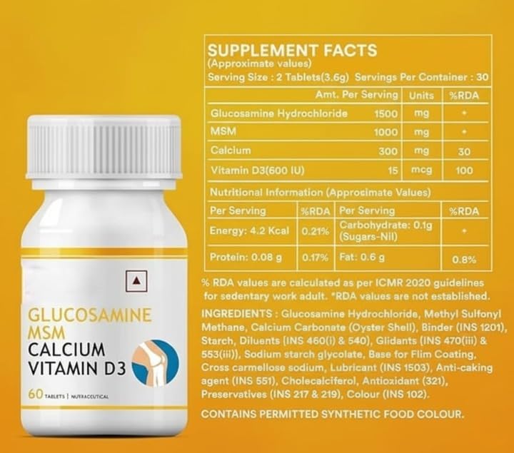 Glucosamine Tablets with MSM Calcium & Vitamin D3 60 Tablets Y6273