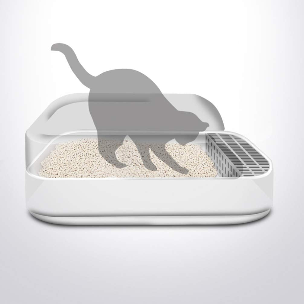 Plastic Half Covered Cat Litter Box with Frame and Litter Spatula A4929