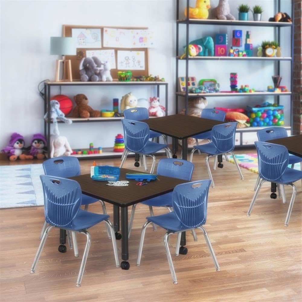 Square Mobile Table & 4 Stack Chairs J3895
