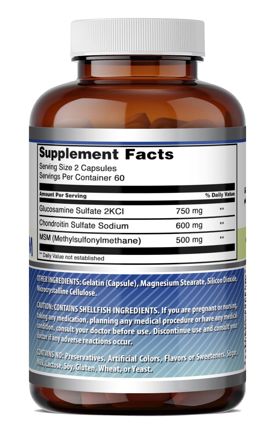 Glucosamine Chondroitin MSM 1850 mg Capsules Supplement P974628