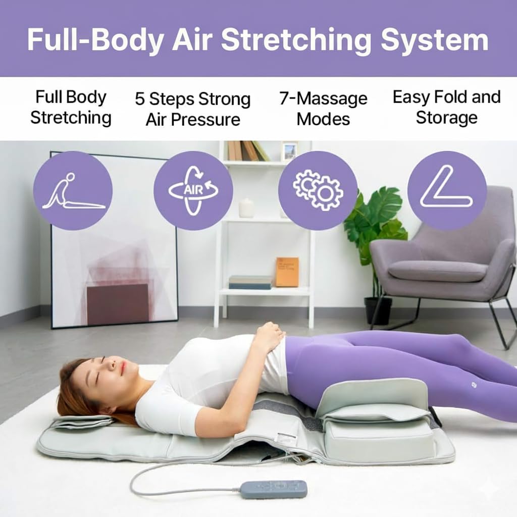 Full Body Stretching Massage Mat, 26 Air Cells, 7 Modes F37622