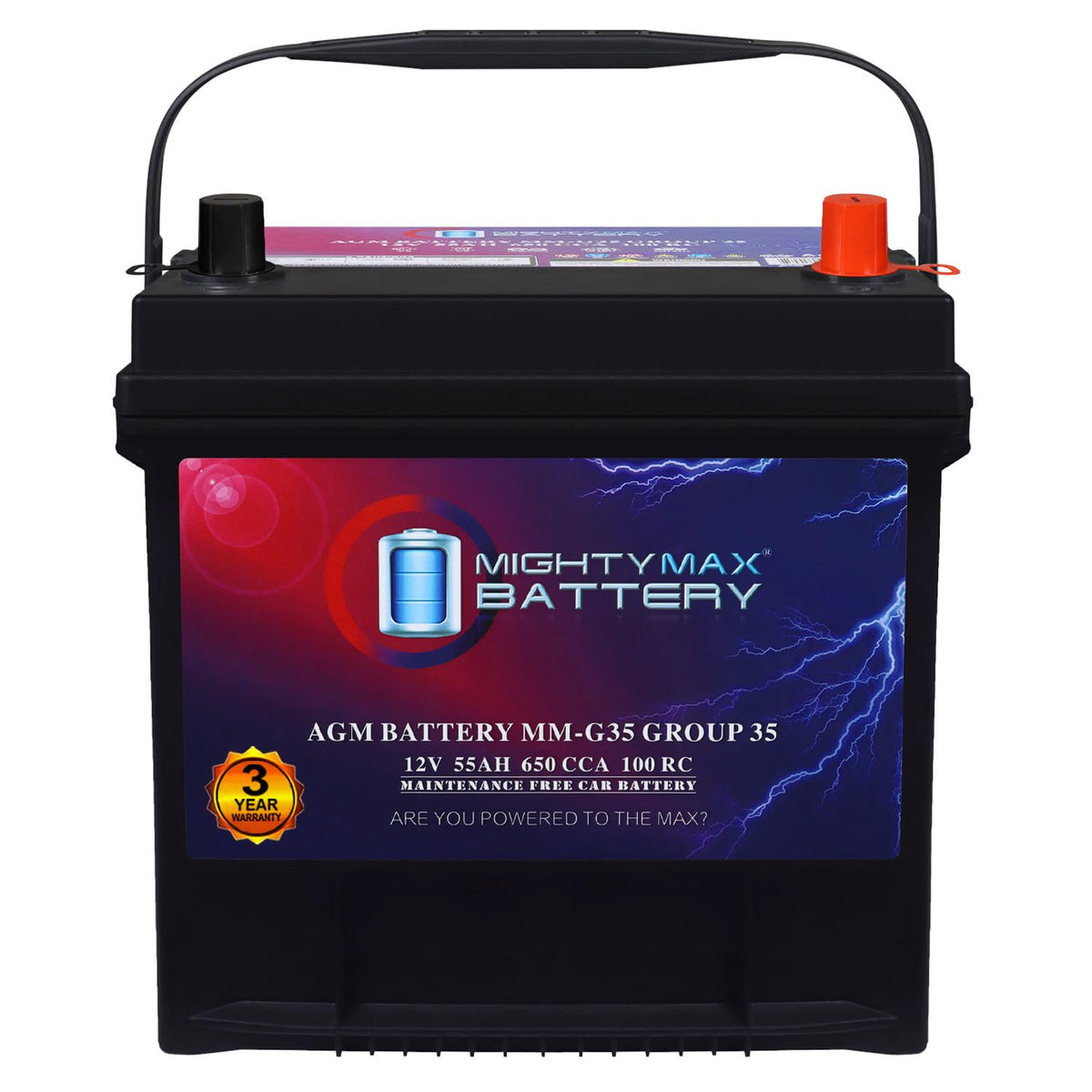12V 55Ah AGM 650 CCA Group Size 35 Battery K855434