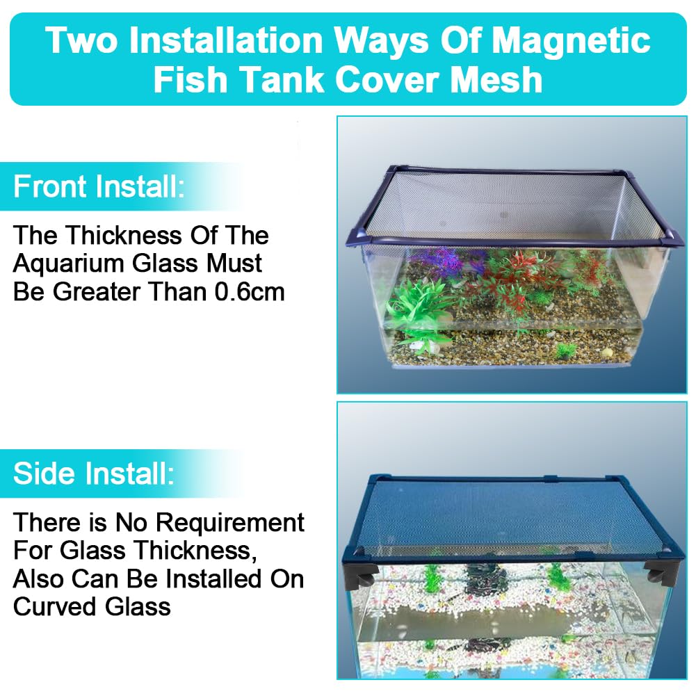 Magnetic Aquarium Cover Lid Anti-Jumping Net Adjustable Max 35''X19'' B16088