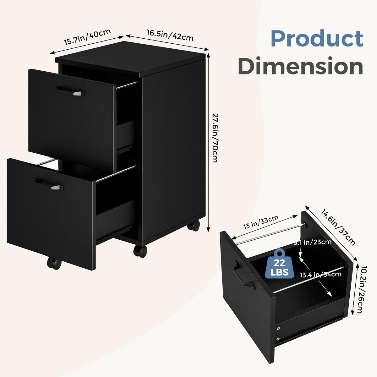 2 Drawer Rolling Storage Cabinet B17646