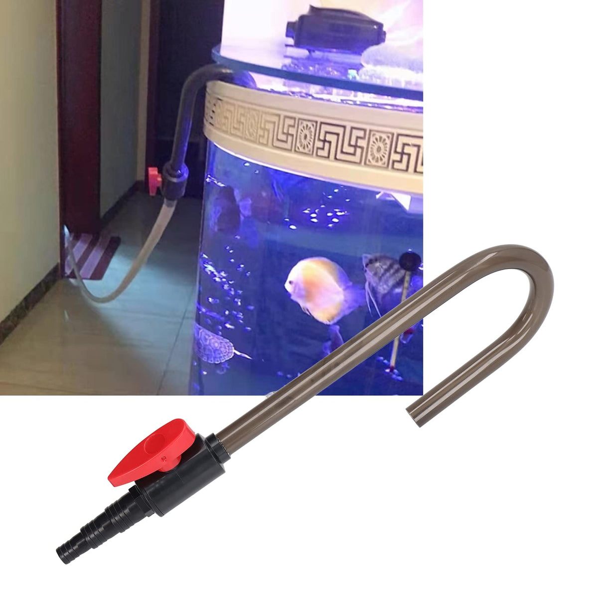 Aquarium Water Filler Tube Wall Mounted Automatic Top Off Refiller Pipe with Control Valve M708013