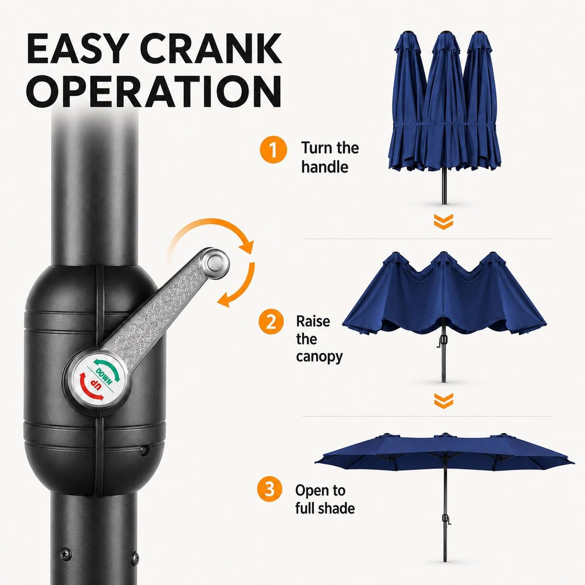 13FT Double-Sided Patio Umbrella with Base Navy Blue V2390