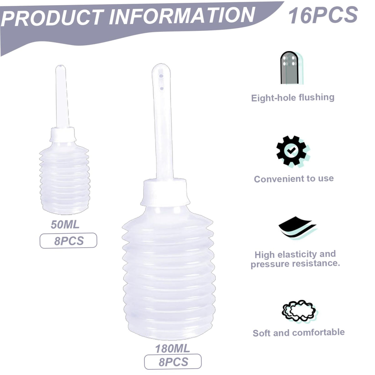 16Pcs 50ml/180ml Disposable Douche Bottles G993