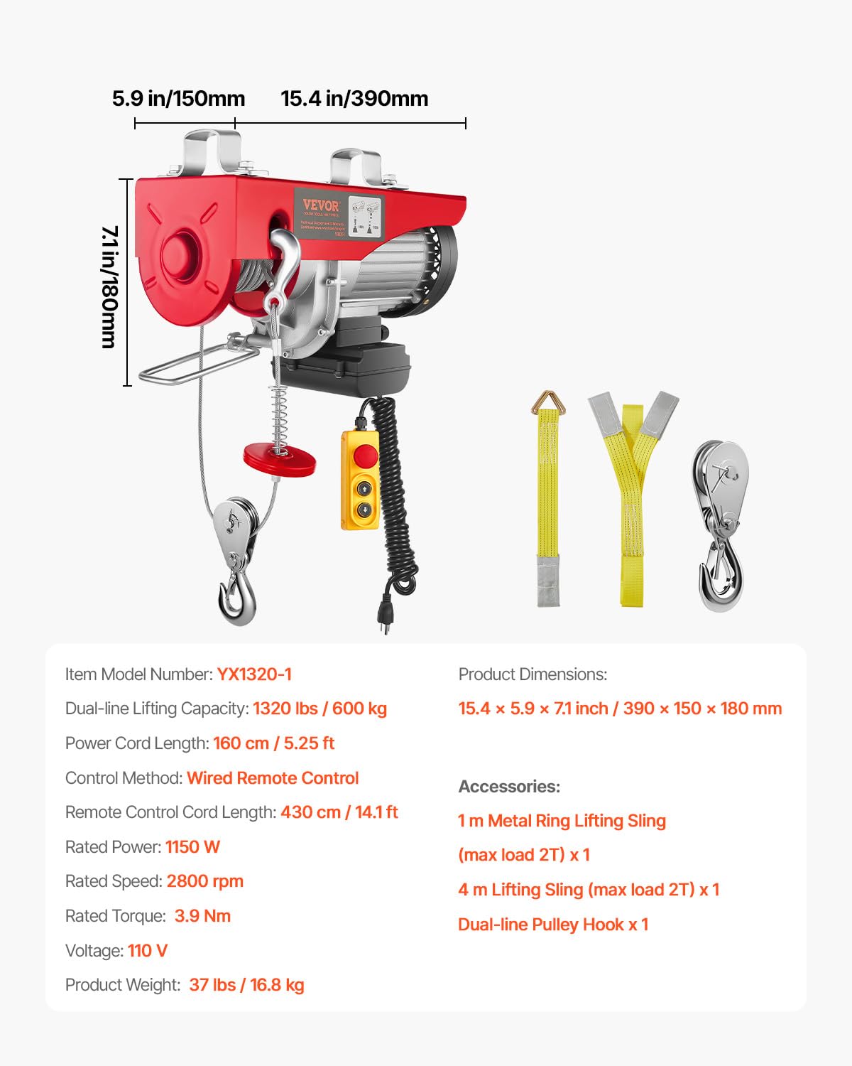 Electric Hoist with Remote Control V838990