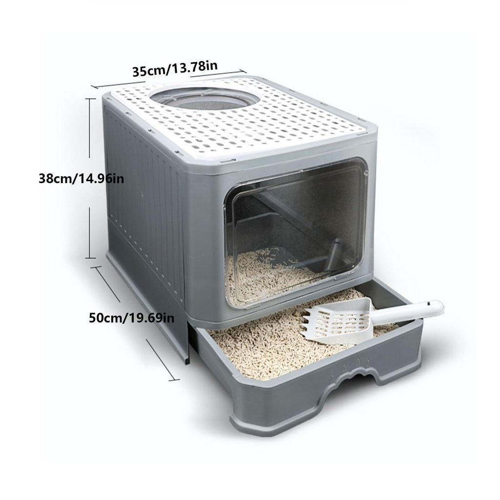 Enclosed Foldable Cat Litter Box with Lid V43816