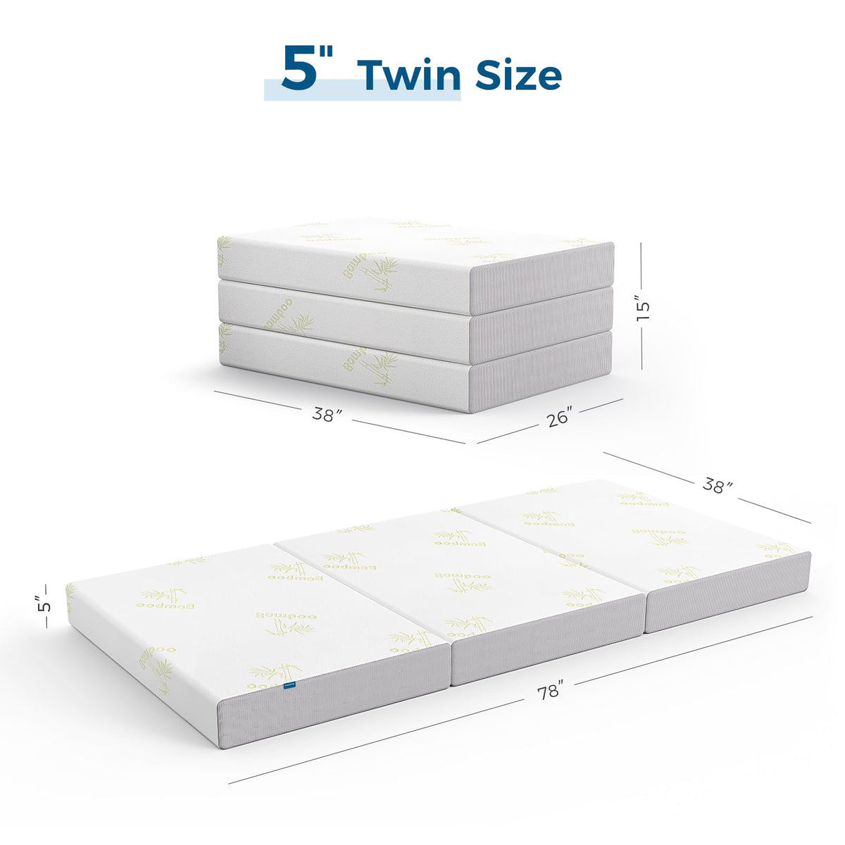 Twin 5 Inch Memory Foam Trifold Mattress M845370