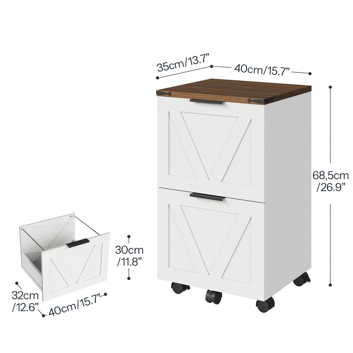2 Drawers Rolling File Cabinet Q318497