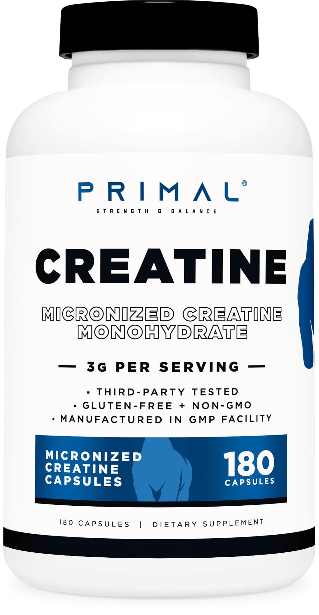 Creatine Monohydrate Capsules 3,000mg 180 Capsules Gluten-Free N282492