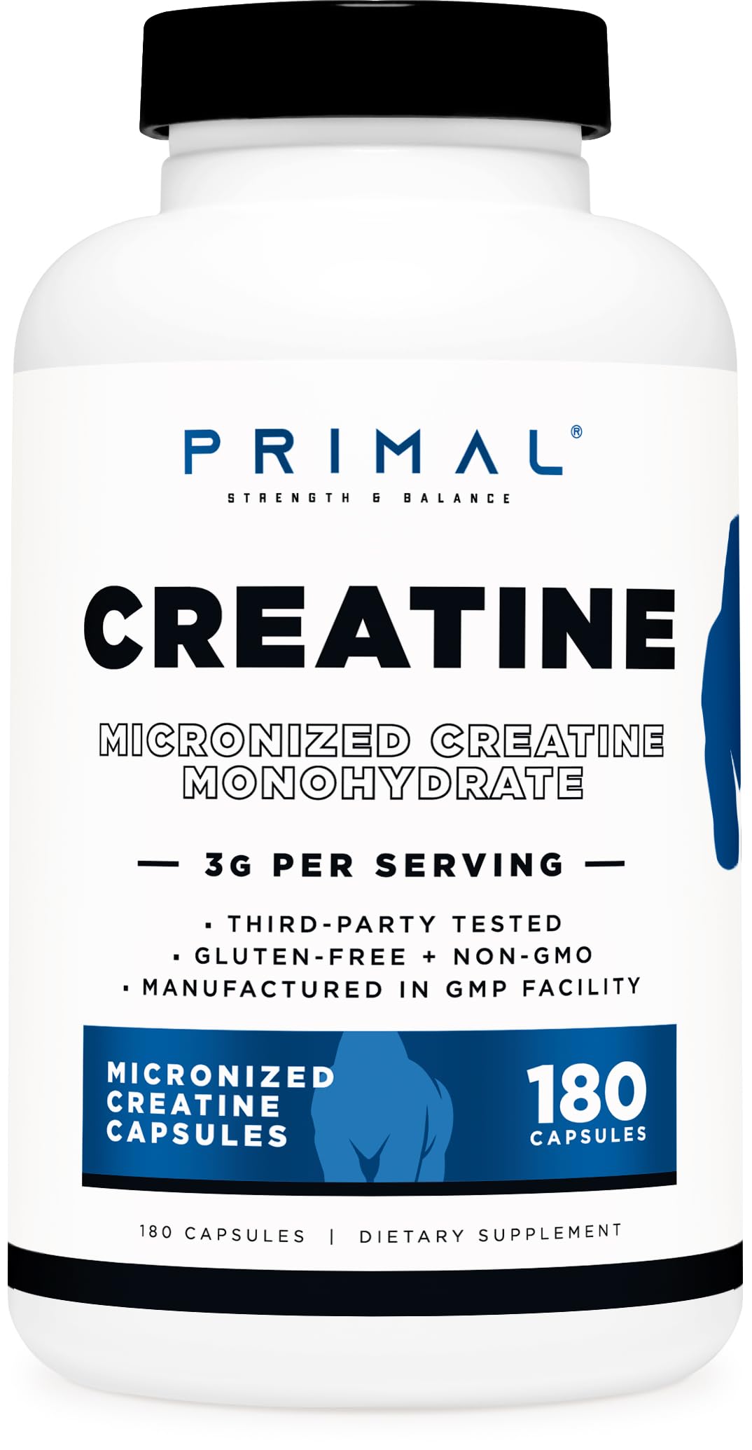 Creatine Monohydrate Capsules 3,000mg 180 Capsules Gluten-Free N282492