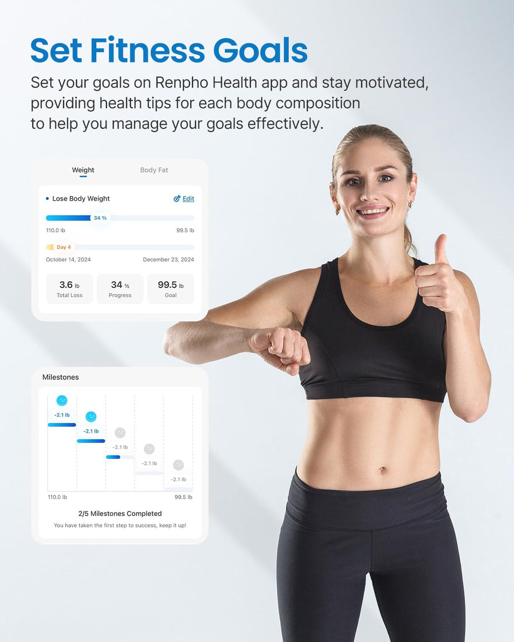 Wi-Fi Bluetooth Smart White Body Composition Scale L3464