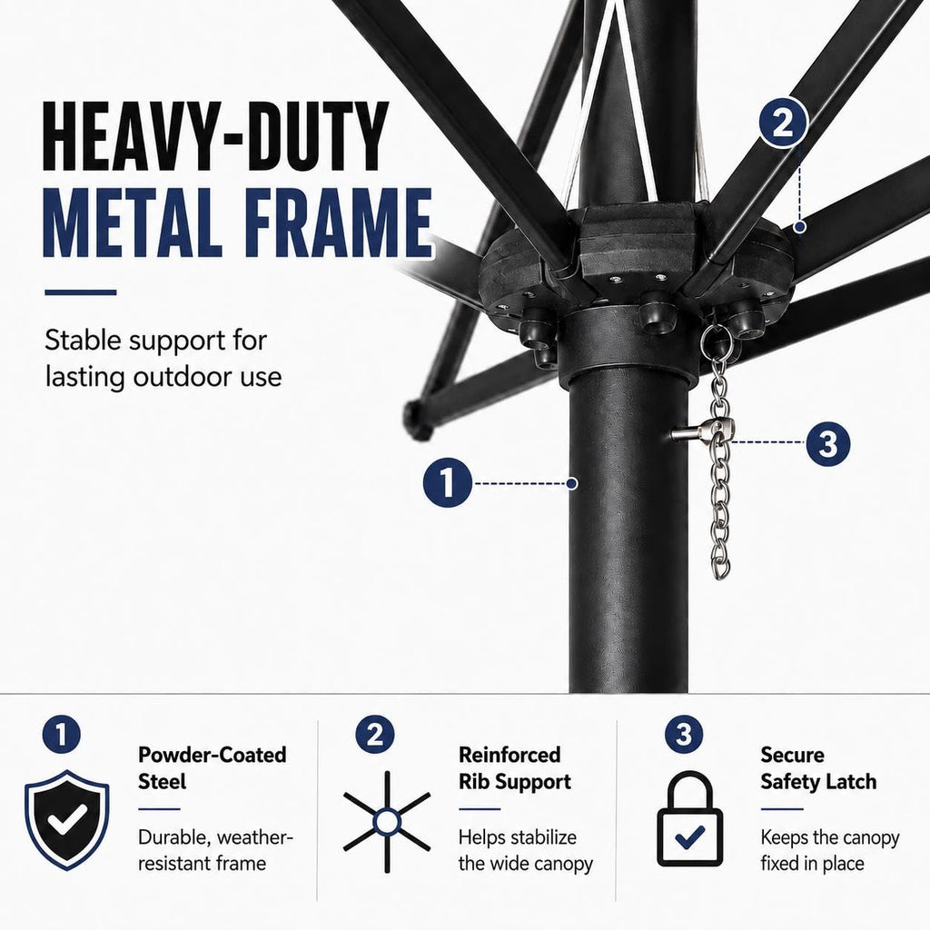 13FT Double-Sided Patio Umbrella with Base Navy Blue V2390