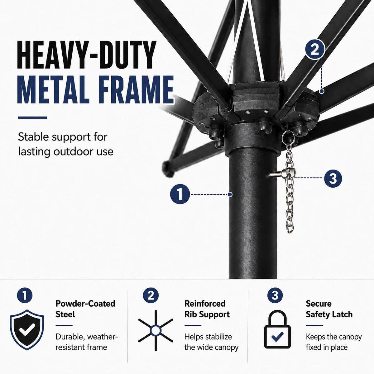 13FT Double-Sided Patio Umbrella with Base Navy Blue V2390