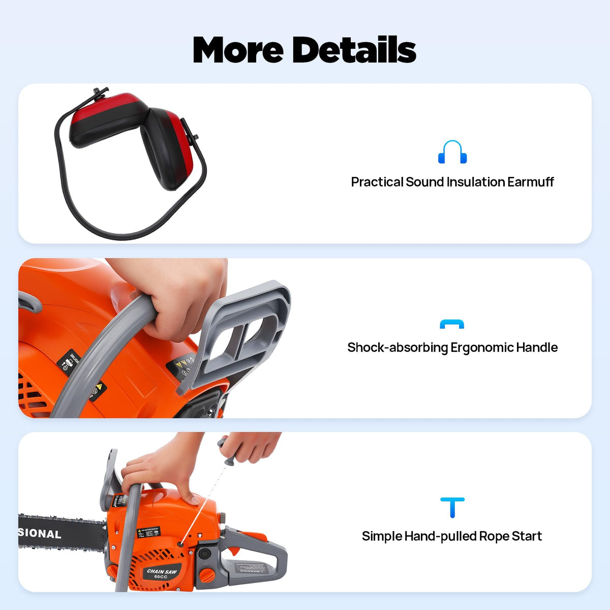 22 Inch 62cc 2-Stroke Gas Chainsaw H90629