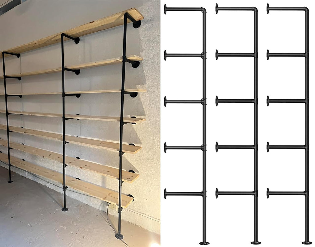 Industrial Pipe 5-Tier Wall Mount Bookshelf R734