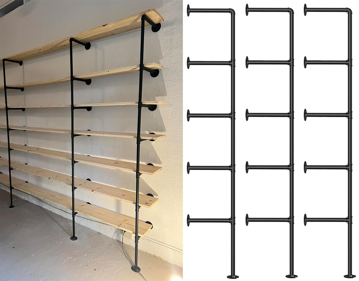 Industrial Pipe 5-Tier Wall Mount Bookshelf R734