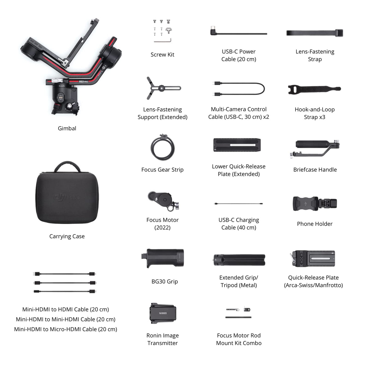 3-Axis Gimbal Stabilizer with Carbon Fiber Arms, Black M296