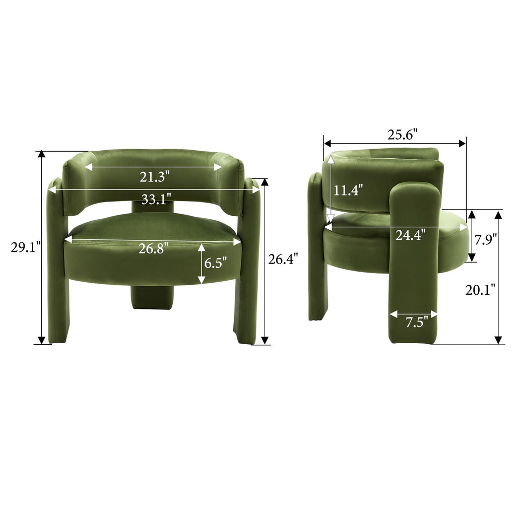 Set of 2 Green Upholstered Accent Chairs with Arms B27226
