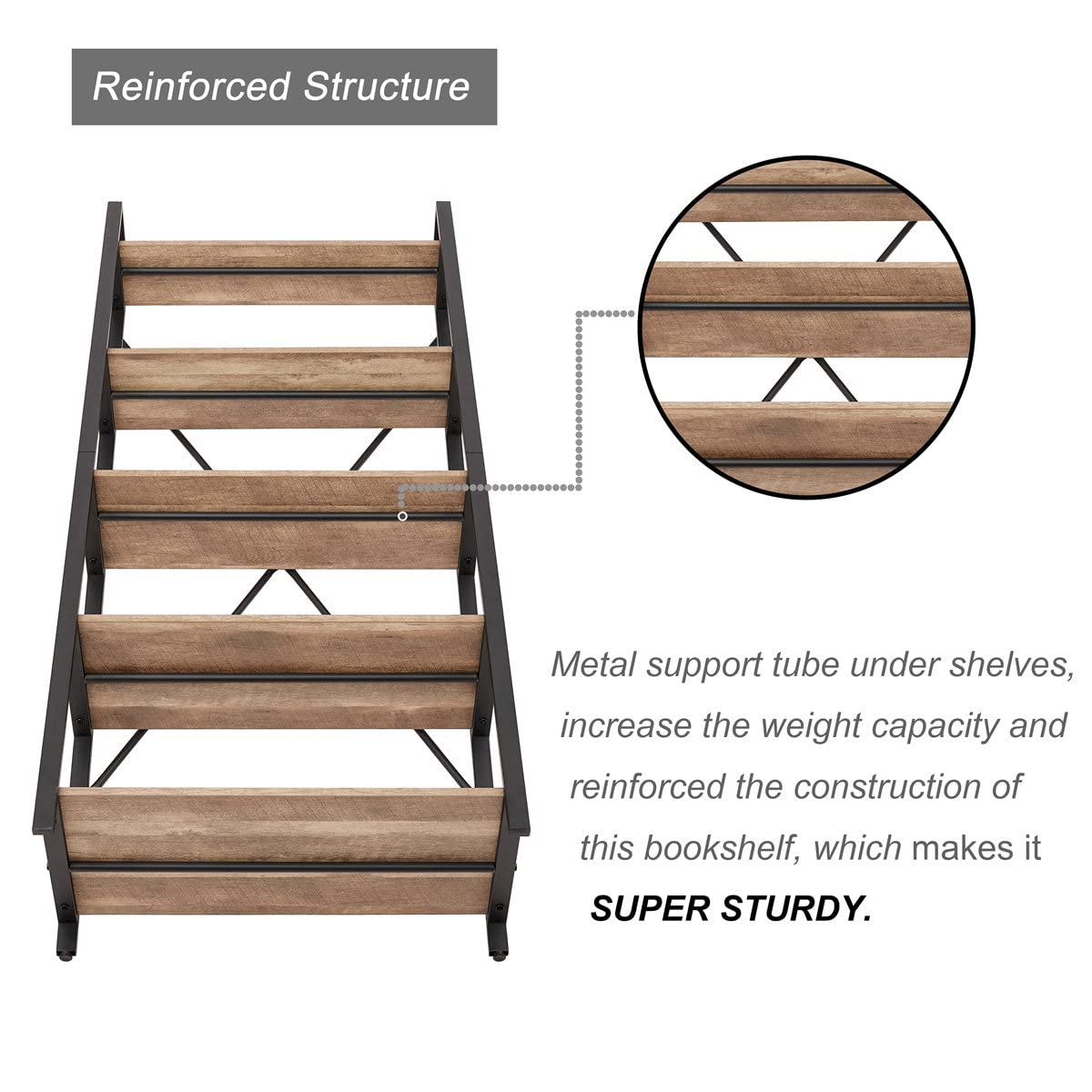 5 Tier Wood and Metal Ladder Bookshelf Q842759