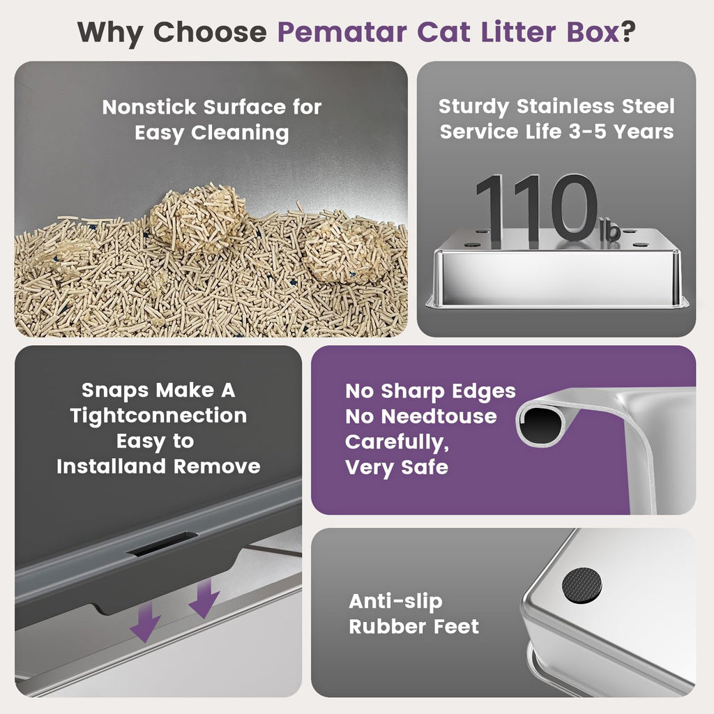Stainless Steel Litter Box with Lid L342
