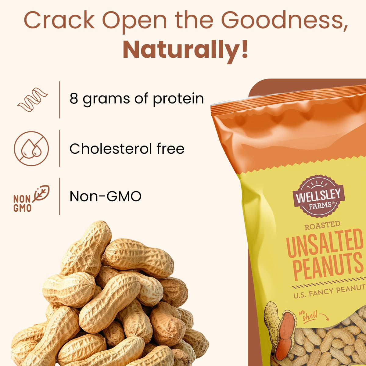 Unsalted Roasted In-Shell Peanuts 5 lb Bag T96703