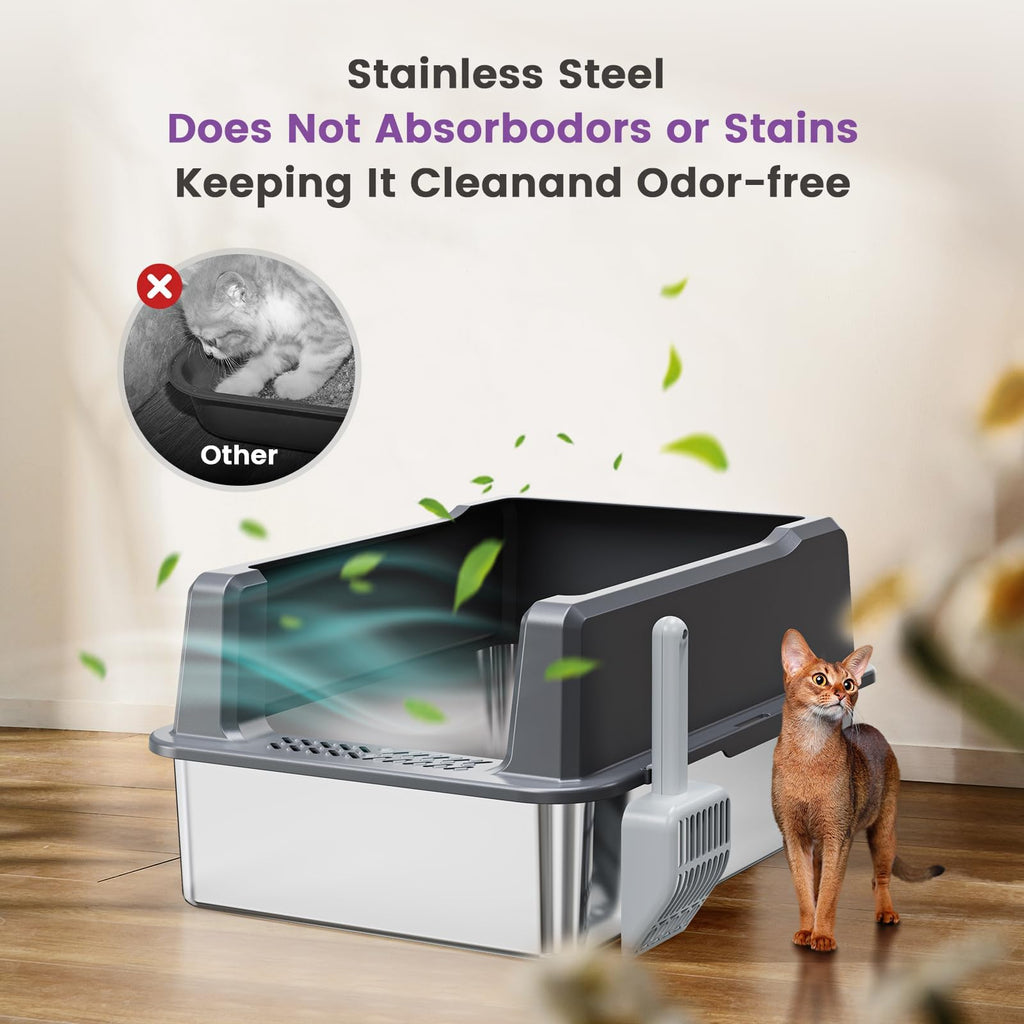 Stainless Steel Litter Box with Lid L342