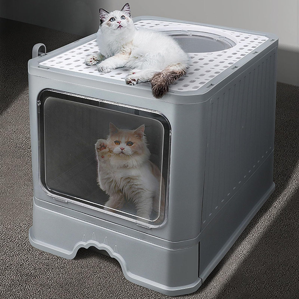 Enclosed Foldable Cat Litter Box with Lid V43816