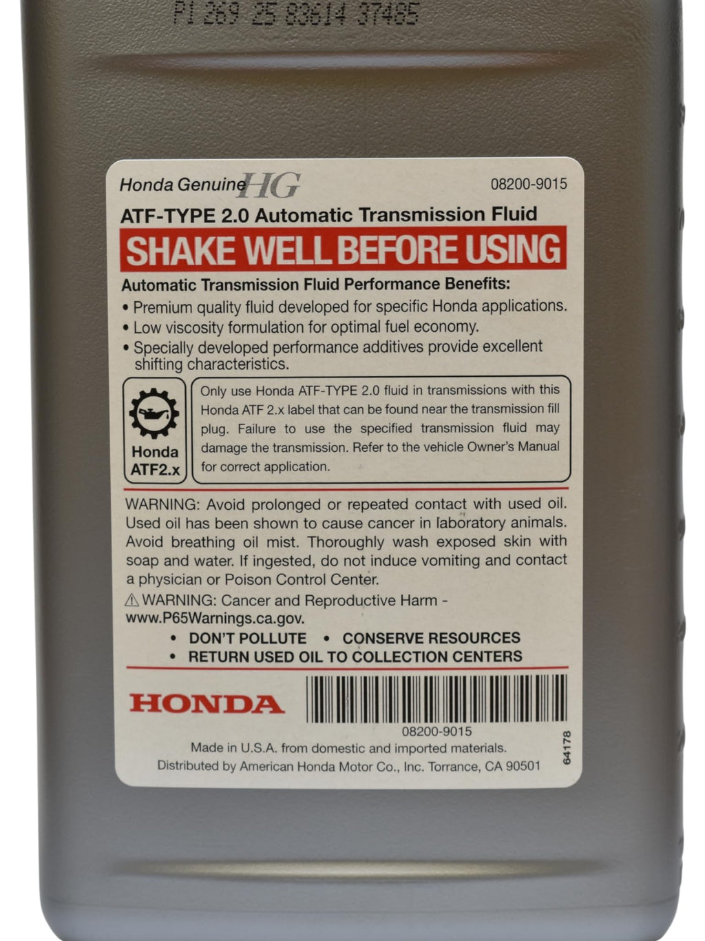 Automatic Transmission Fluid ATF-Type 2.0 1 Quart Z457