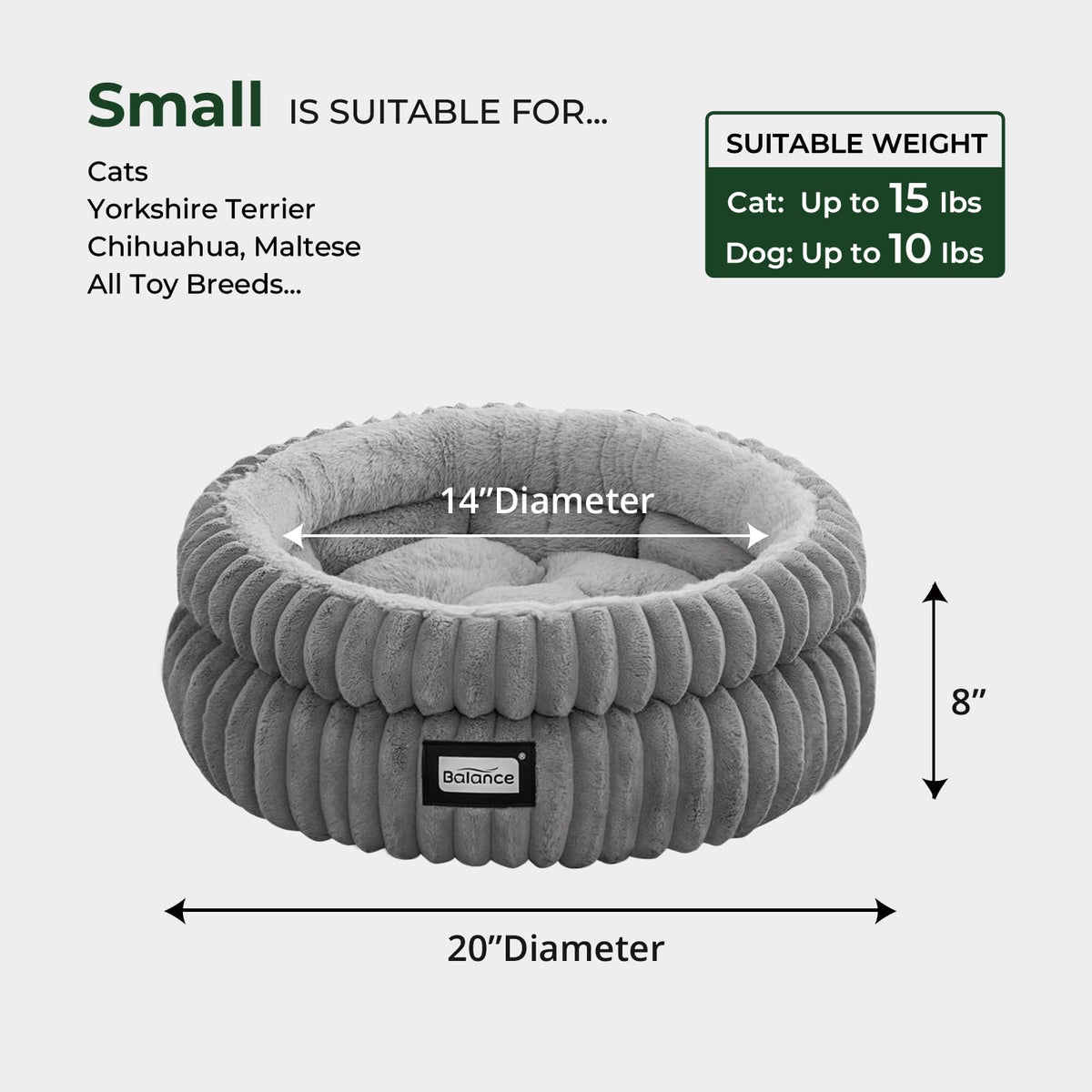 Washable Round Plush Cat Bed H102085