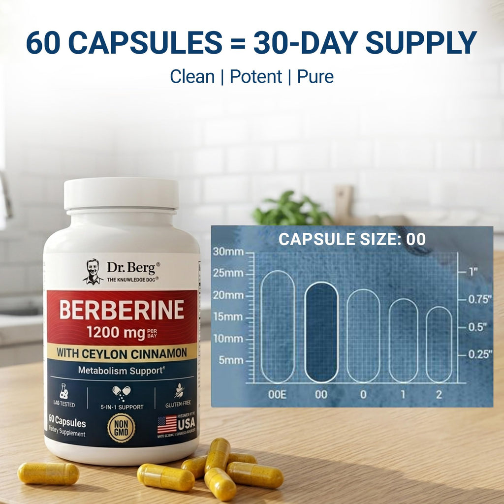 1200 mg Berberine with Ceylon Cinnamon, ALA, Magnesium Glycinate & BioPerine, 60 Capsules W6344
