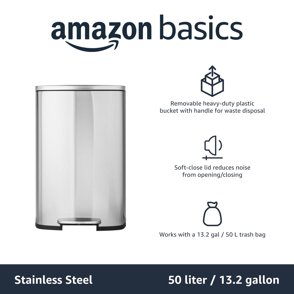 13.2 Gallon Soft-Close Stainless Steel Trash Can L97192