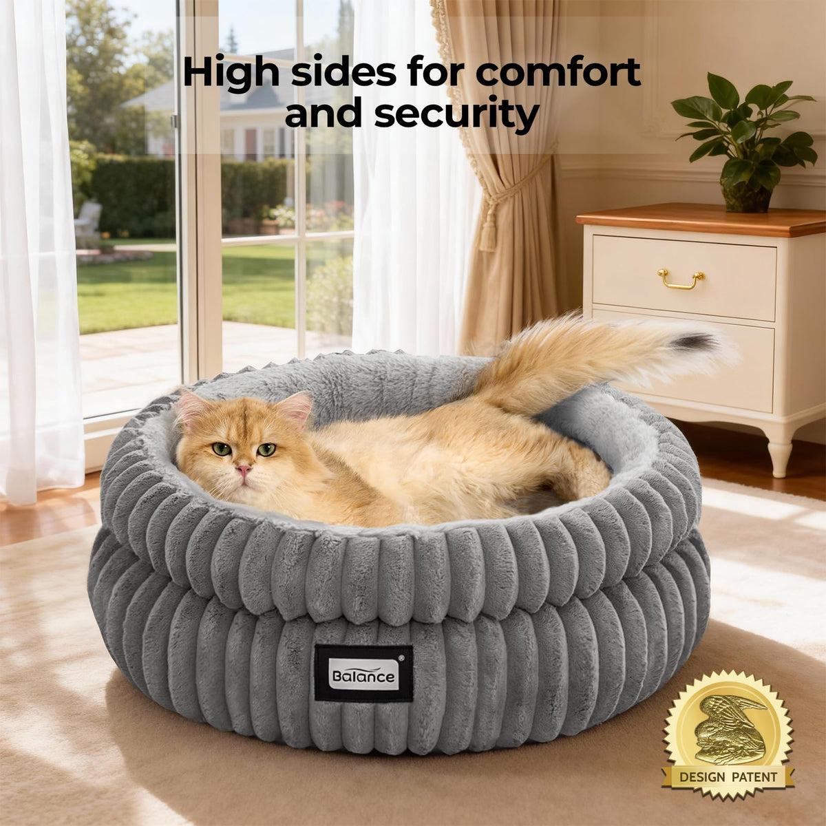 Washable Round Plush Cat Bed H102085