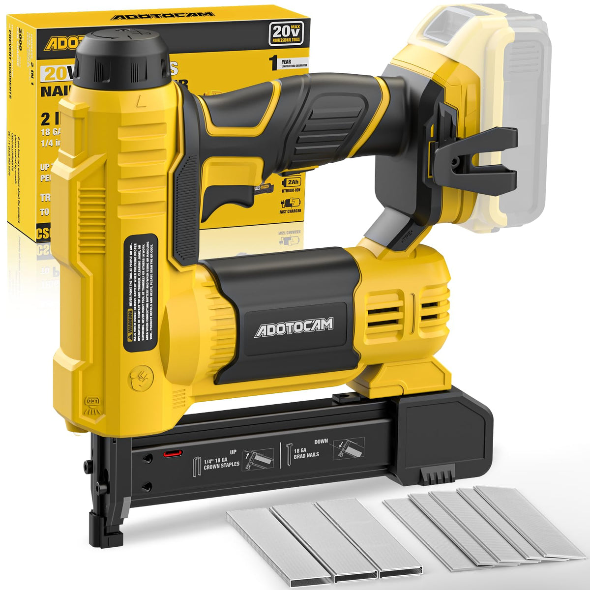 Cordless Brad Nailer 2 in 1 Nail Gun with 1000 Nails and 500 Staples E813