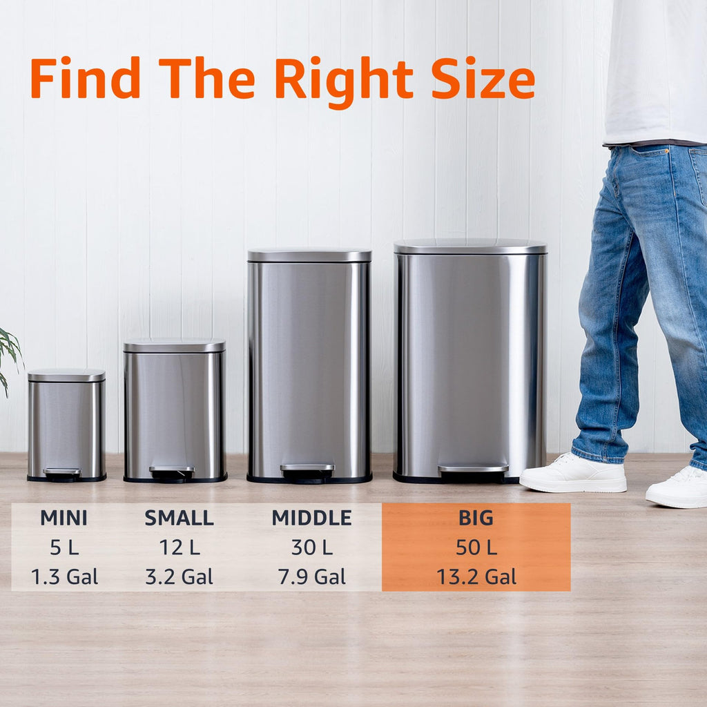 13.2 Gallon Soft-Close Stainless Steel Trash Can L97192