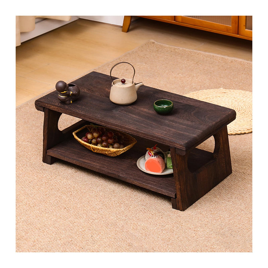Mid-Century Foldable Coffee Table with Shelf 60x30x22cm M606794