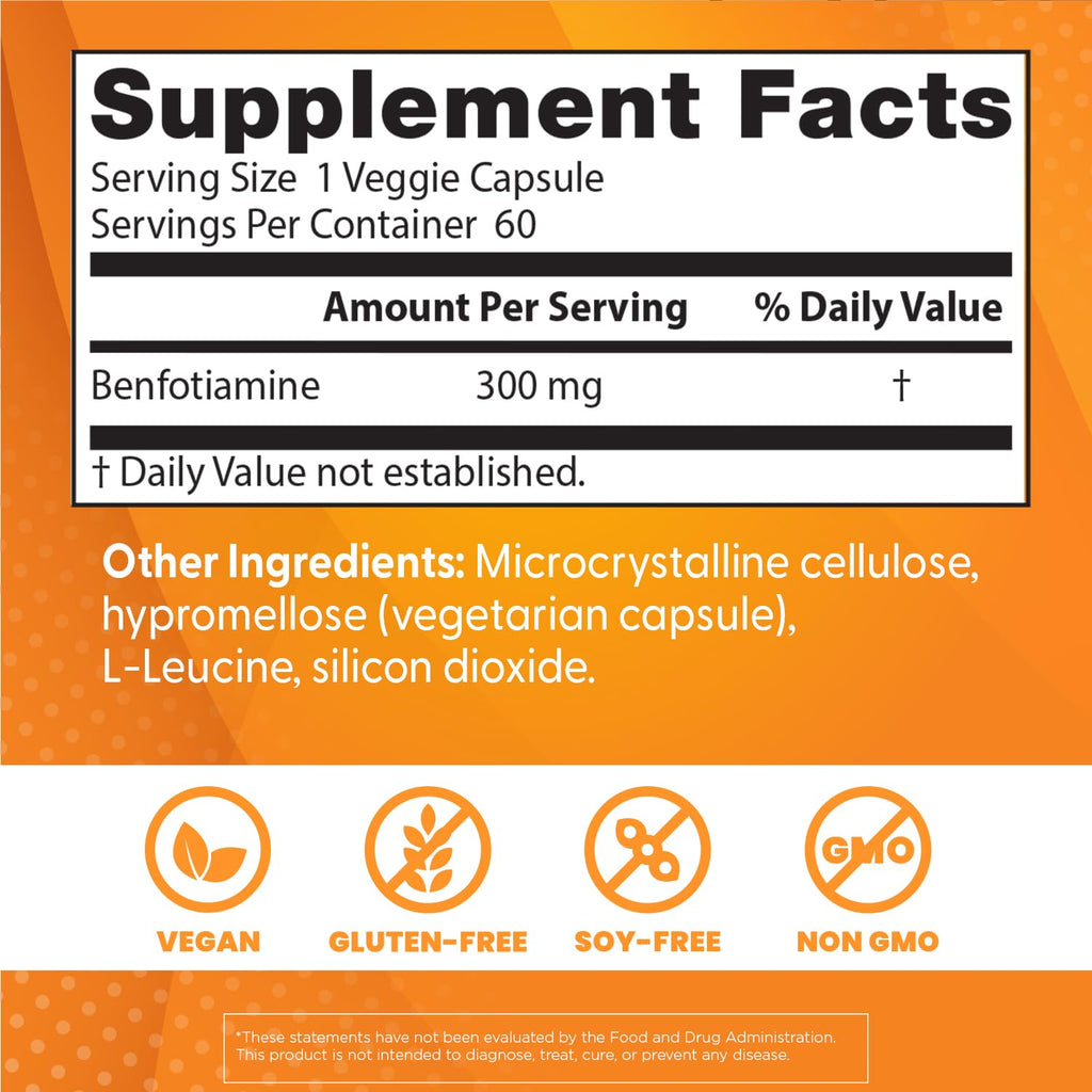 Benfotiamine 300mg Vegan 60 Veggie Caps A85543