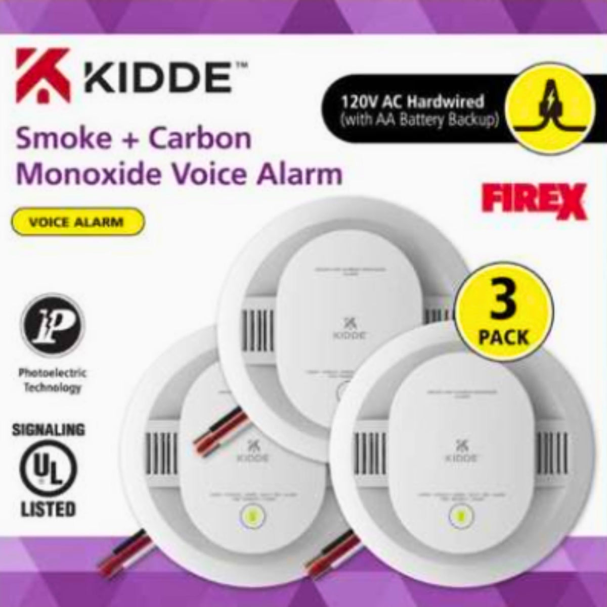 Hardwired Smoke & Carbon Monoxide Detector, 3 Pack Y986