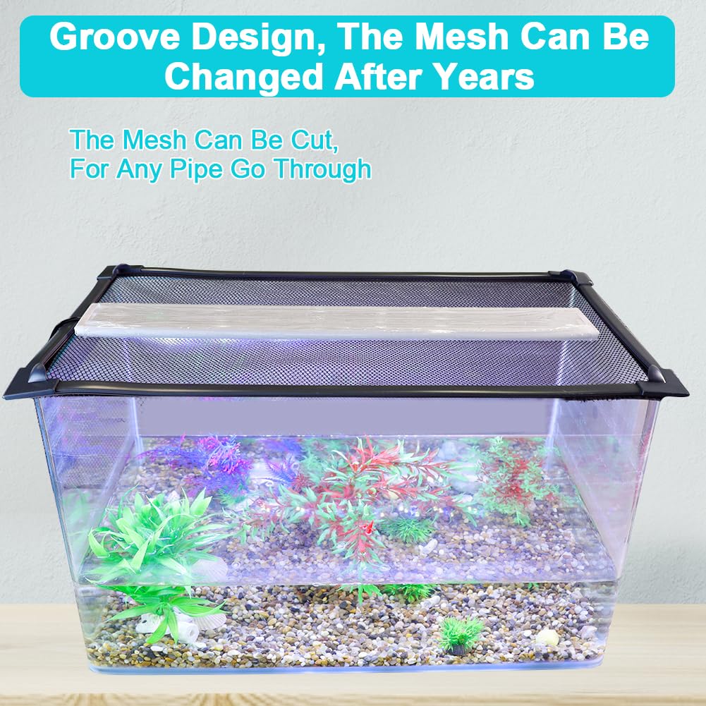 Magnetic Aquarium Cover Lid Anti-Jumping Net Adjustable Max 35''X19'' B16088