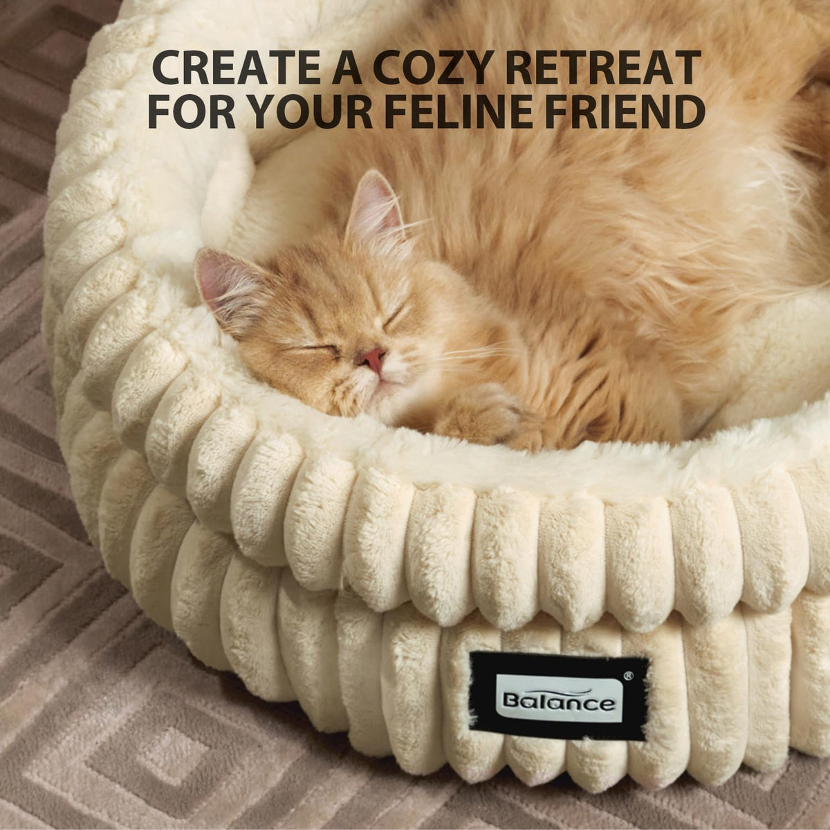 Washable Round Plush Cat Bed H102085