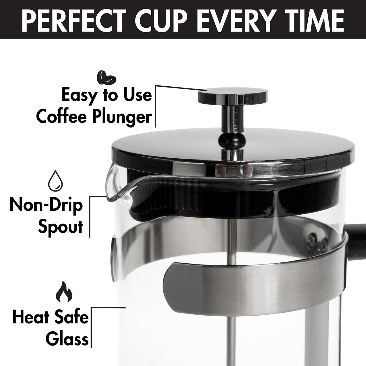 Borosilicate Glass French Press Coffee Maker 34-Ounces K374