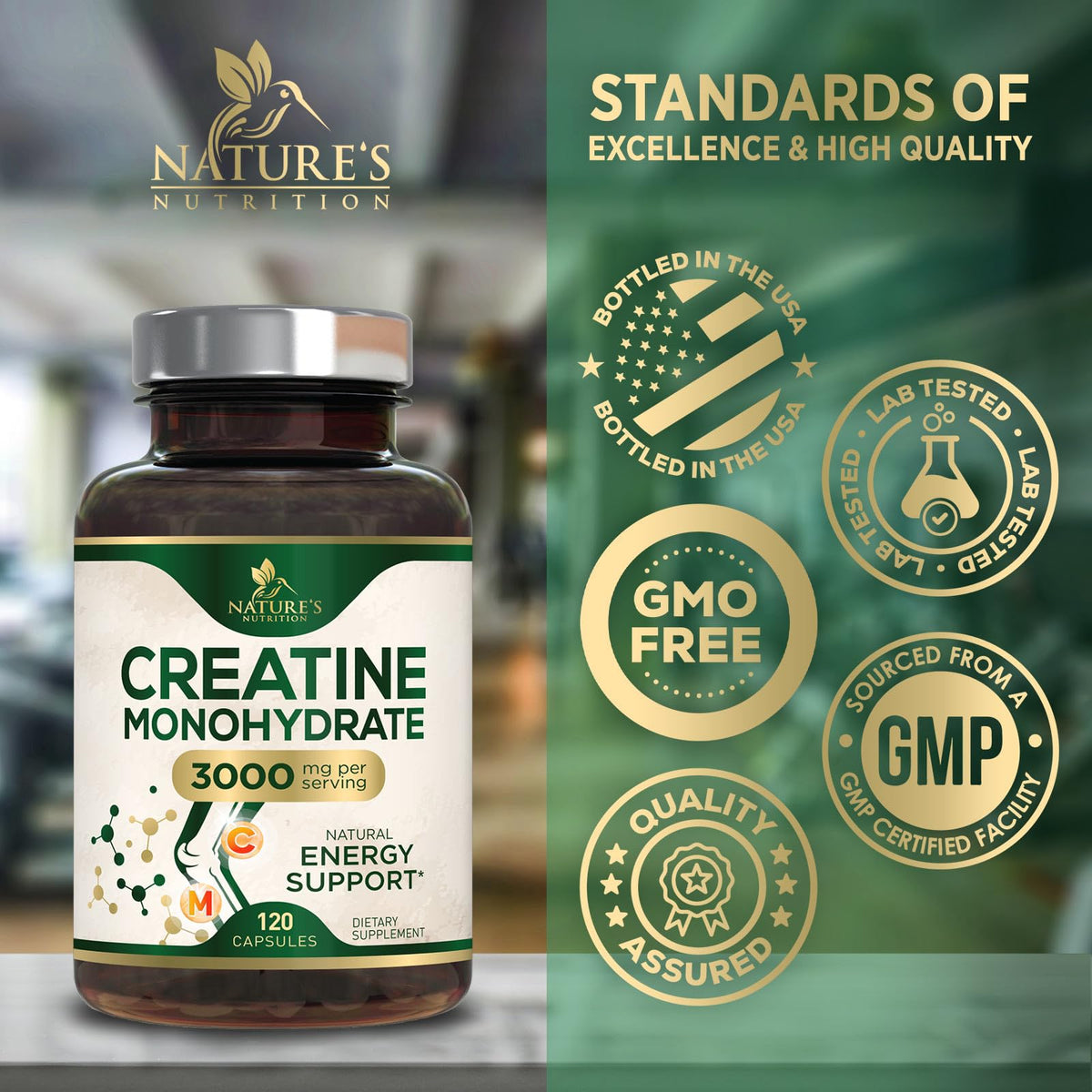 Micronized Creatine Monohydrate 3000mg 120 Capsules K66426