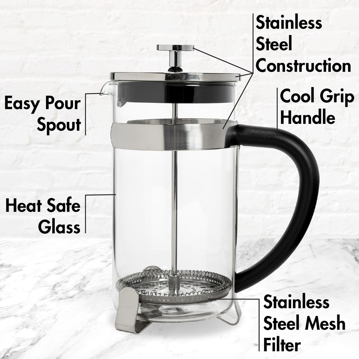 Borosilicate Glass French Press Coffee Maker 34-Ounces K374