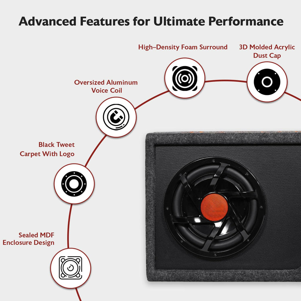 10" Powered Car Subwoofer with Enclosure L482